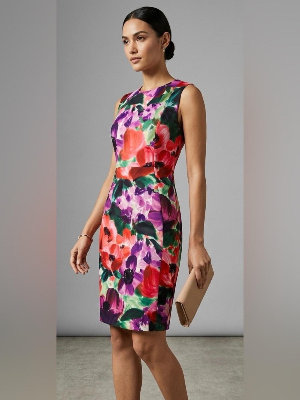 Calvin Klein Vibrant Floral Scuba Sheath Dress